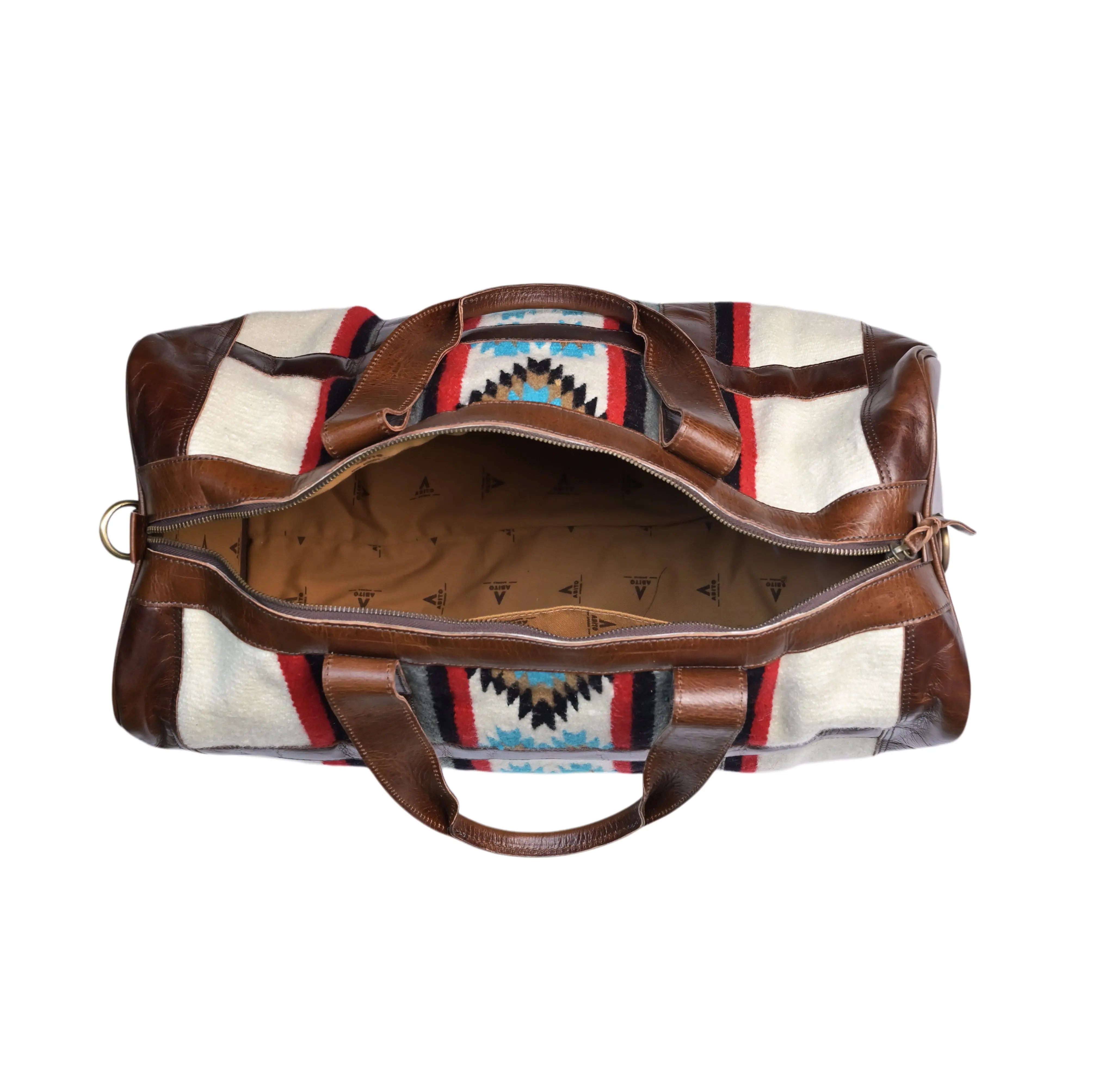 Saddle Blanket Genuine Leather Western Duffle Bag - abitoamerica